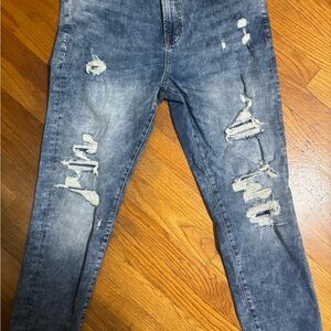 Aeropostale Blue Athletic Skinny Jeans Distressed Design - Worn Once